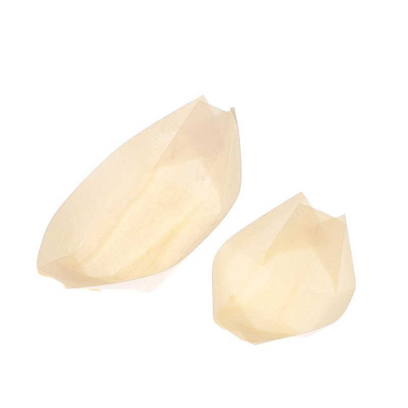 50Pcs Wood Boats Plates Sushi Salad Dessert Bowl Wood Serving Bowl Disposable Sushi Serving Trays Sushi Boat Plates