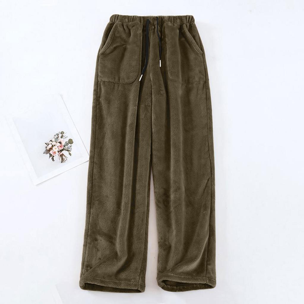 Women Pajama Pants Plush Sleep Pants Soft Elastic Waist Pajama Bottoms Color Pants With 2 Pockets