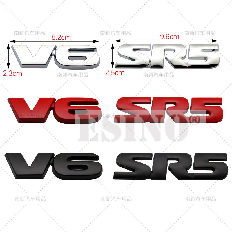 1Pc Car Styling V6 SR5 3D Metal Alloy Adhesive Emblem Rear Trunk Badge Fender Sticker Body Decal for  Tacoma 4Runner Sequoia