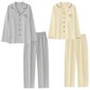 Spring & Autumn Couple's Pajamas - Tencel Lyocell Cotton Cardigan Style, Long Sleeve Casual Home Wear Set for Men & Women