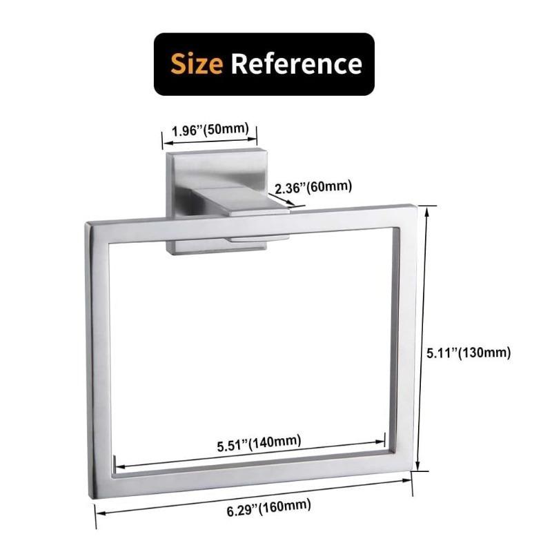 Suport Prosop Baie Inel Prosop Pătrat Oțel Inoxidabil SUS 304 Montat pe Perete Suport Prosop Simplu Design Periat pentru Accesorii Baie