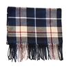 Men Scarf Plaid Pattern Tassel Trim Long Style Wrap Imitation Cashmere Thermal Insulation Scarf Daily Wear