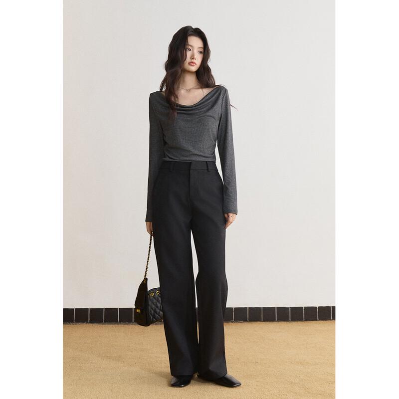 Mishow High-Waisted Slim-Fit Straight Leg Dress Trousers