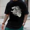 Skeleton With Guitar Design Motorcycle Men T-Shirt Cotton O-neck Short Sleeve Hip Hop Streetwea
