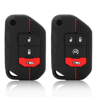 For Jeep Wrangler Gladiator JT JLU Flip Folding Blade Remote Key FOB Silicone Protect Cover Case Skin Shell Hood Holder Keychain