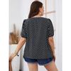 Sommer Herbst Damen Chiffon Kurz Rundhals Bluse Karomuster Temperament Pendler Polka Dot Hemd XL-4XL