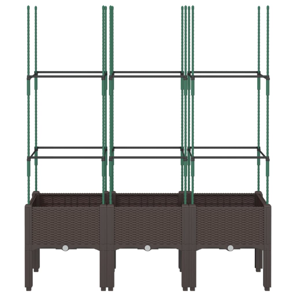 Planter with Trellis Brown 120x40x142.5 cm PP