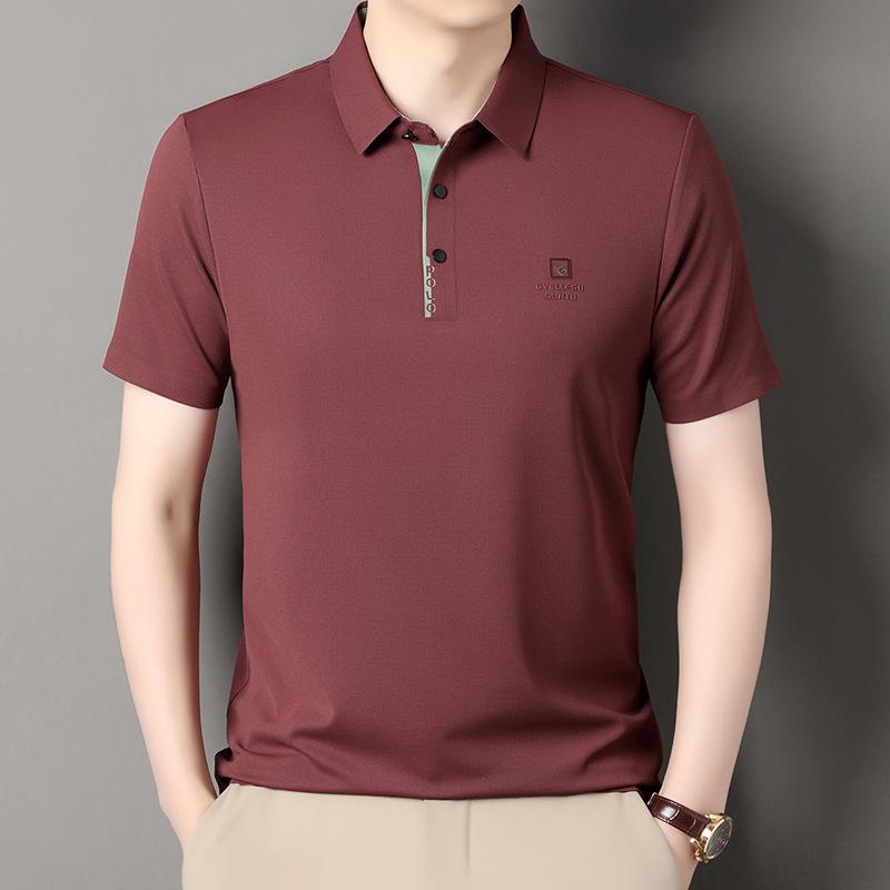 Men'S Short-Sleeved T-Shirt Lapel Polo Shirt Simple Business Casual Top Bottoming Shirt
