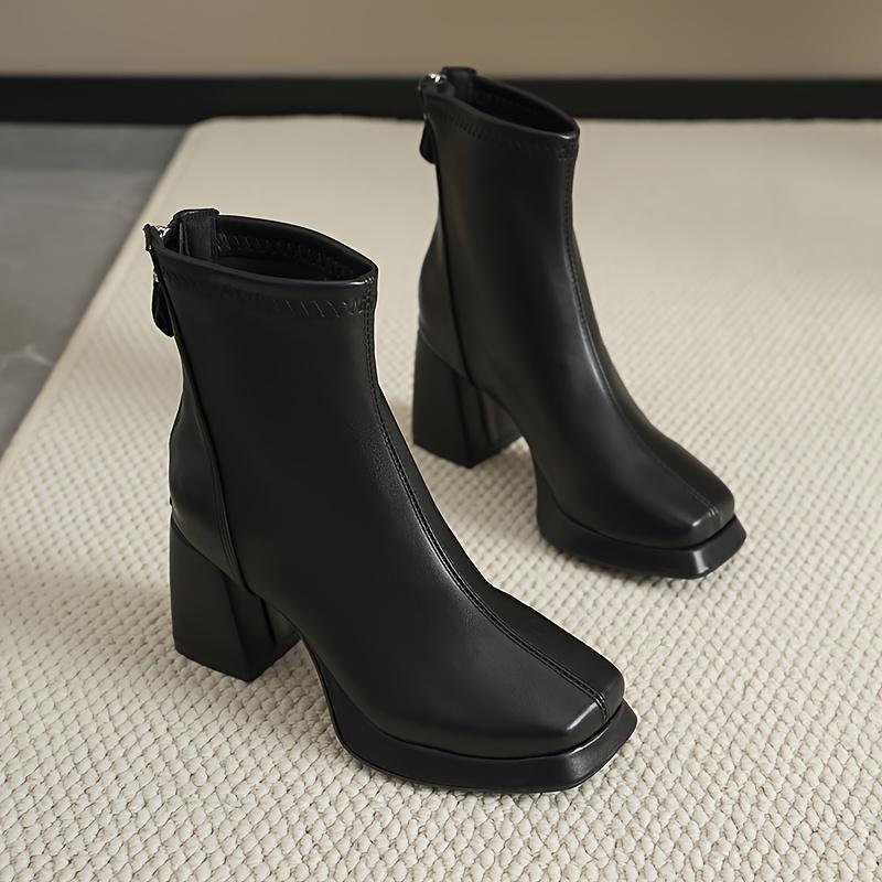 

Short for Women, New Autumn and Winter High top Square Toe heeled Boots, Thick Heel for Adult Women Elegant Style 37