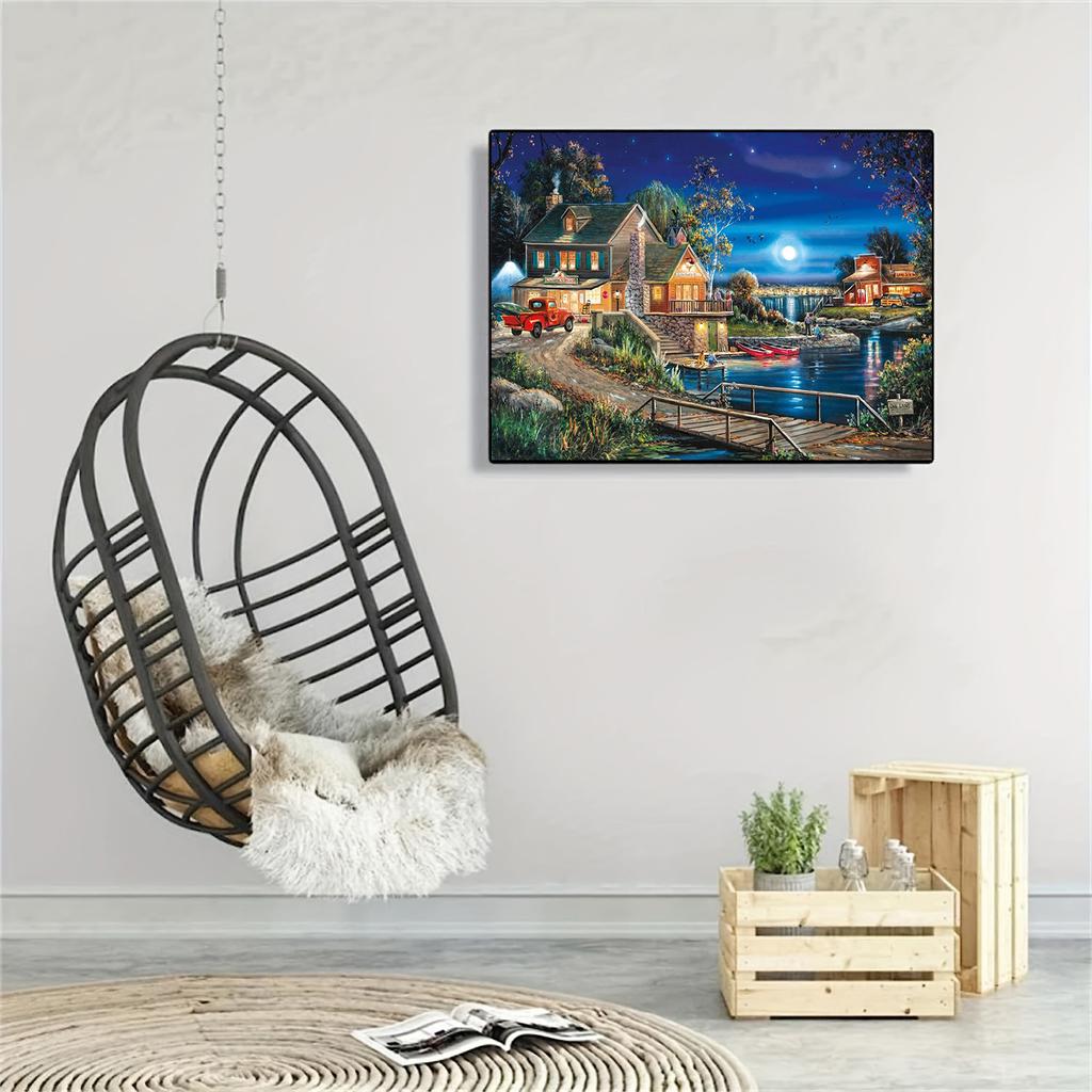 DIY-Diamantgemälde, Nachtstadt, Kreuzstich-Set, Mosaik-Kunst, Diamantgemälde, voller Kreis/Quadrat-Diamant, Heimdekoration