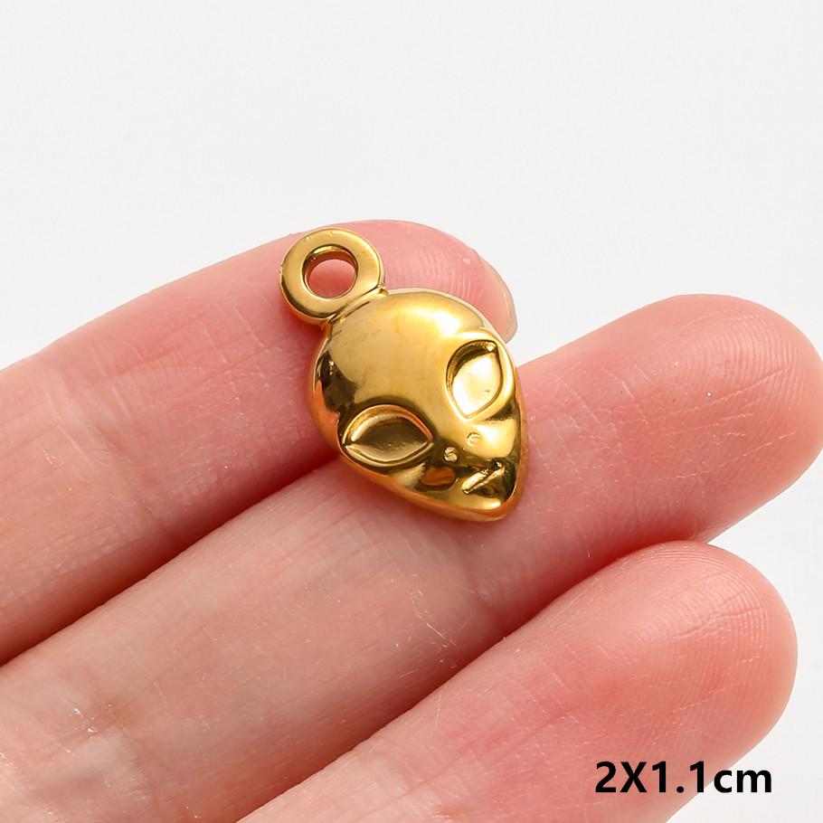 6Pcslot Real Gold Plated Space Alien Pendants Astronaut Sun Moon Star Charm Stainless Steel Charms For Jewelry Making Supplies