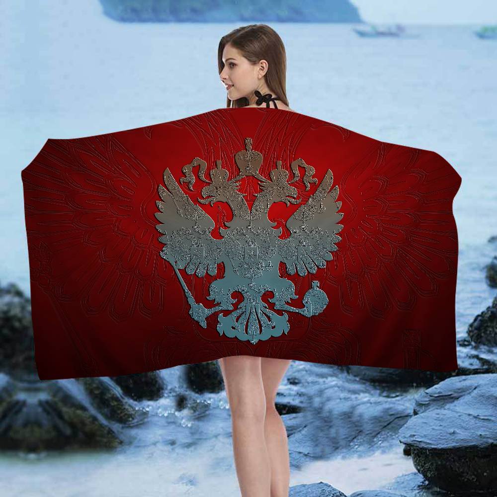 R-Russia Flag Microfiber Blanket Quick Drying Beach Towels Oversized Printing Super Absorbent Pool Towel Blanket