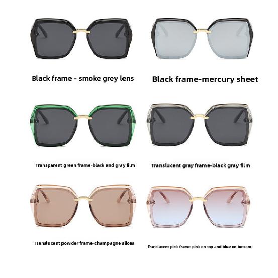 Women's Polarized Sunglasses for Driving, European and American Trendy Fashion Retro Large Frame Sunglasses, Black Frame UV400