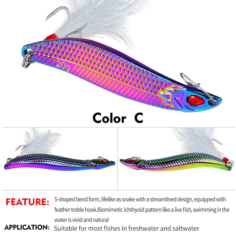 

Приманка для приманки: Колеблющаяся металлическая джиг-блесна с тройником с перьями для ловли окуня и блесна-лепесток. 20g