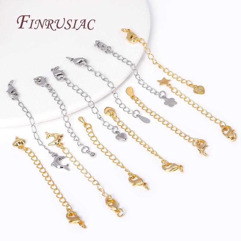 18K Gold Plated Extension Chains with Lobster Clasps Connector For Jewelry Necklace Extender,DIY Bracelets Making Accessories