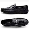 Flat-soled Casual Shoes Men's Summer Crocodile Pattern Lazy One-pedal Beanie Shoes Lightweight Soft-soled British Leather Shoes
