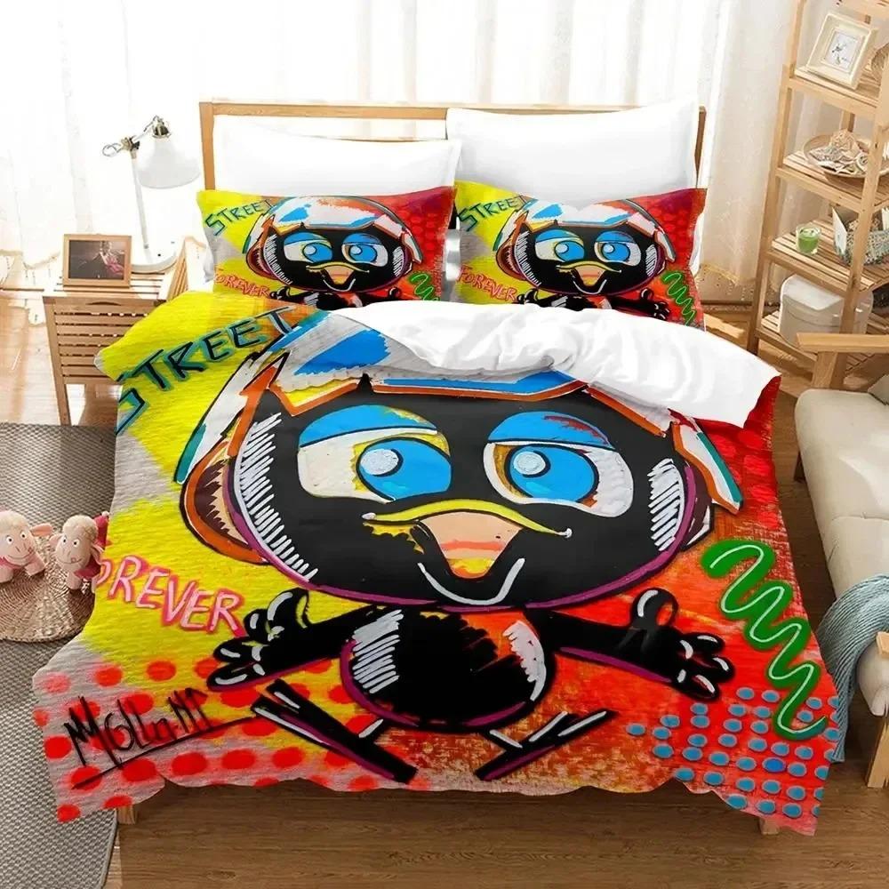 Comforter Anime Cute Calimero Bedding Set Bed Set Comforter King Queen Size Boys Adult Bedding Set