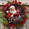 Believe Wooden Christmas Sign with Santa Claus Pattern - Navidad Round Sign for Front Door, Wall Hanging Decor - Ideal Christmas Ornament