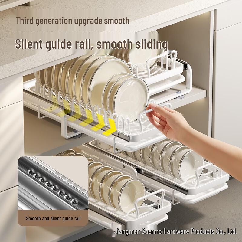 Nordic Style Pull-Out Dish Drying Rack & Storage Shelf