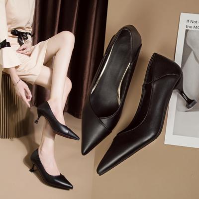 Neue Bequeme Leder Damen Schwarze High Heels Damen Büro Arbeitsschuhe Luxusschuhe High Heels Damen