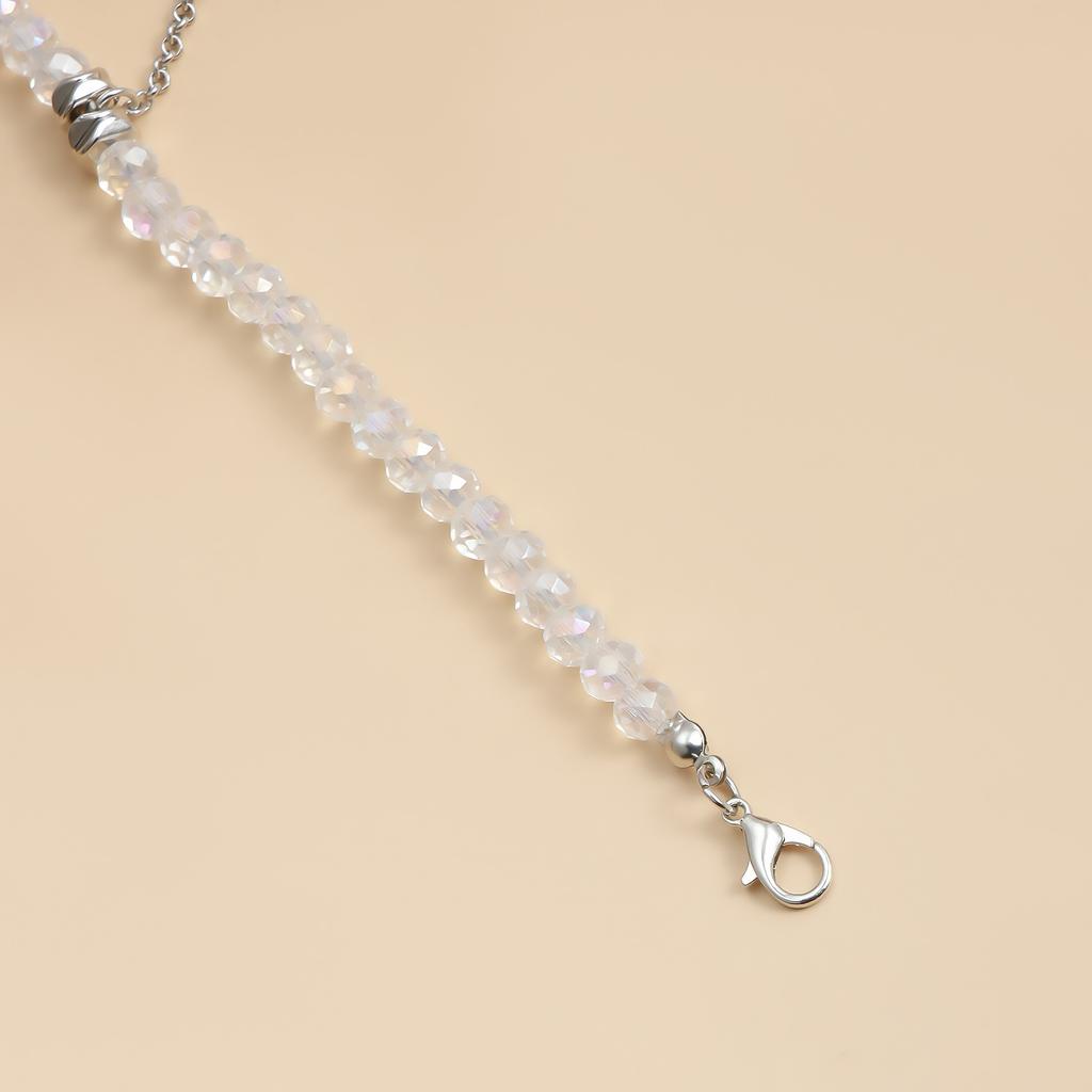 Love Zircon Double Chain Tassel Design Collar Chain - Crystal Necklace For Women