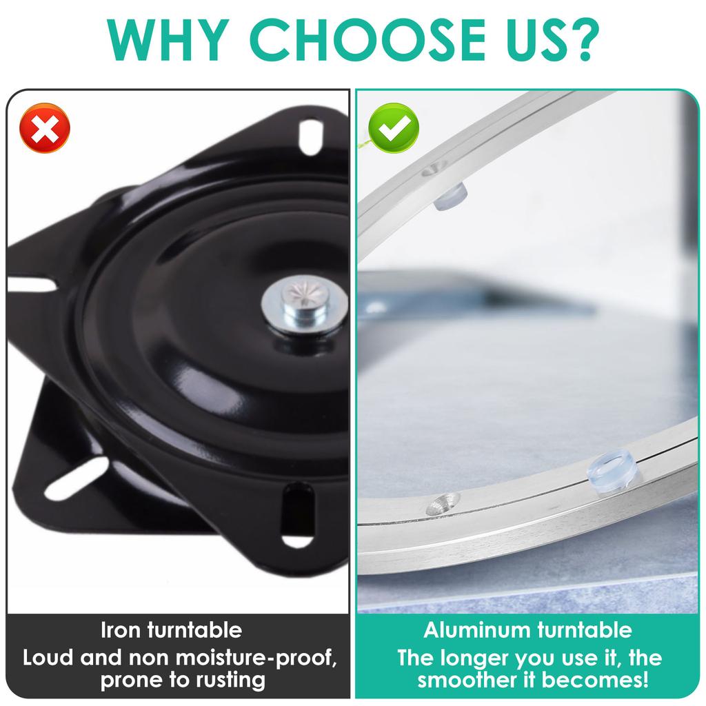 Metal Turntable Bearing 12/14/16inch Heavy Duty Rotating Bearing Max Load Capacity 110Kg Round Dining Table Smooth Swivel Plate