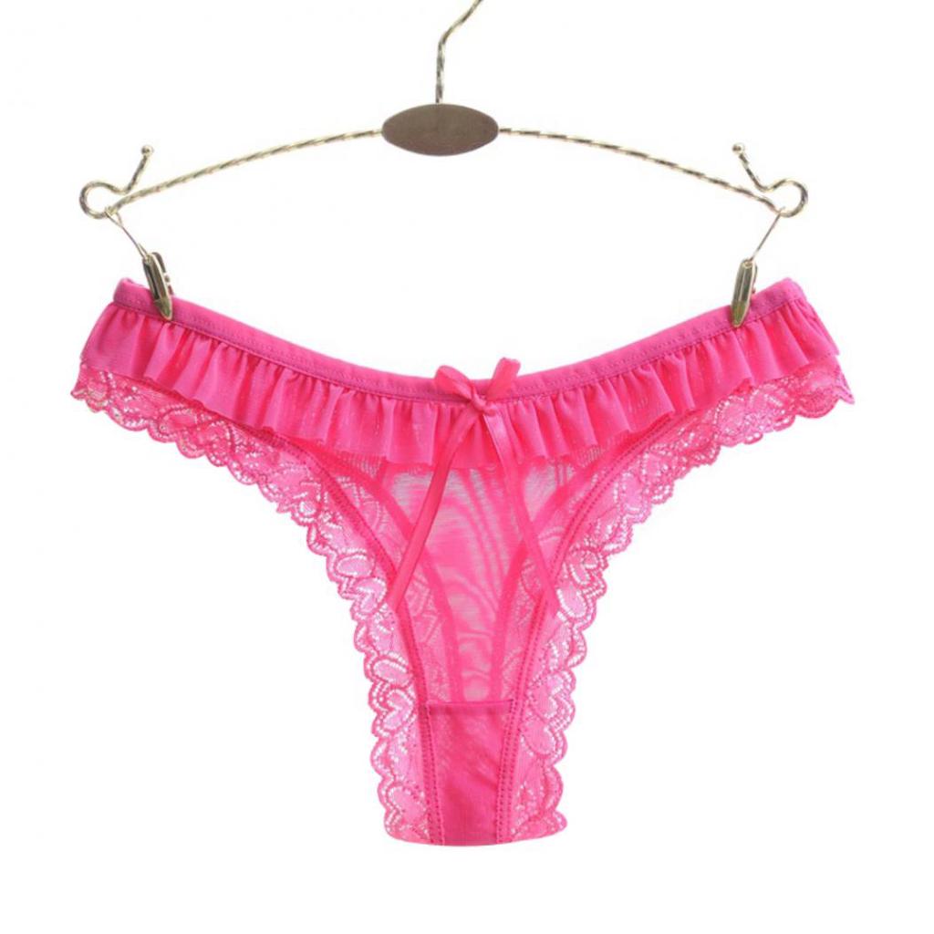 Fashion Sexy Lace Heart Pattern Bowknot Women Low Rise Brief Underwear Thong