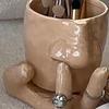 Funny Nose Picking Mug And Plate Set Handmade Ceramics Mug 410ml Nose Coffee Cup Pen Holder Makeup Brush Organizer Unique Gag Gifts for Friends