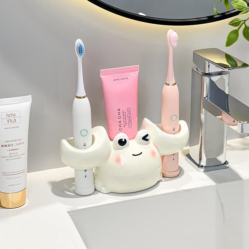 Ceramics Toothbrush Storage Racks Couple Electric-Toothbrush Holder Cute Cartoon Toothpaste Stand Bathroom Washbasin Rack