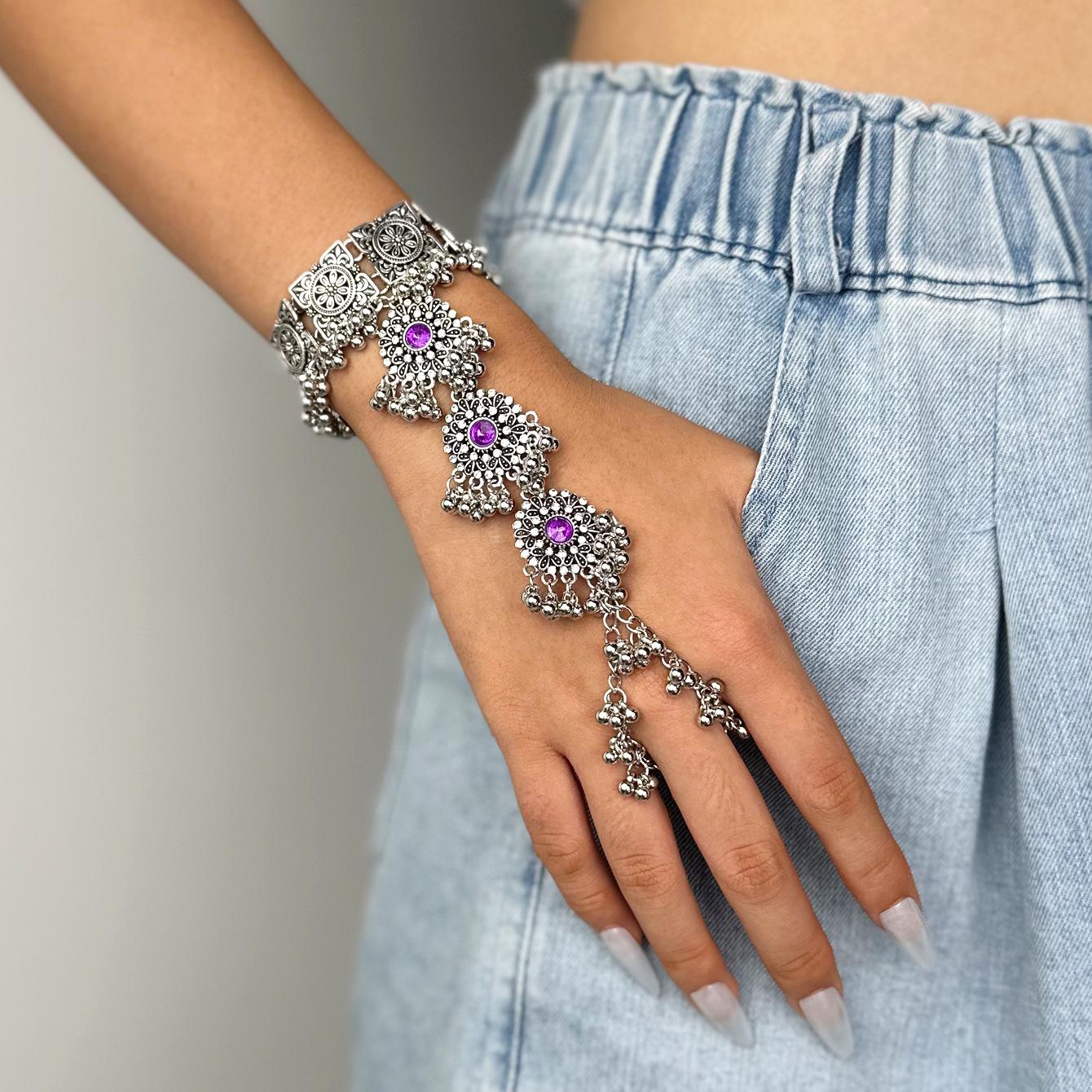 Bohemian Retro Beaded Tassel Bracelet - Europe & Middle East Style темно-фиолетовый
