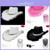 White Frayed Edge Denim Hat And Scarf Accessory Set For Cosplay Events