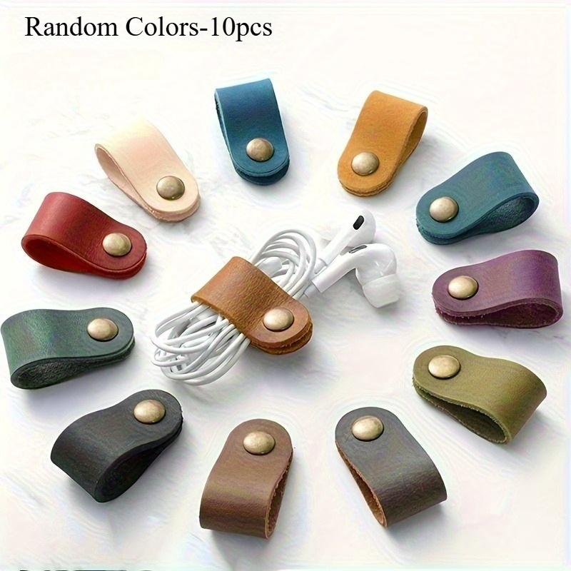 

10pcs Faux Leather Data Cable Earphone Cable Faux Leather Tie,Without Battery,for Cable Mana Synthetic Gemstoneent,Organizer