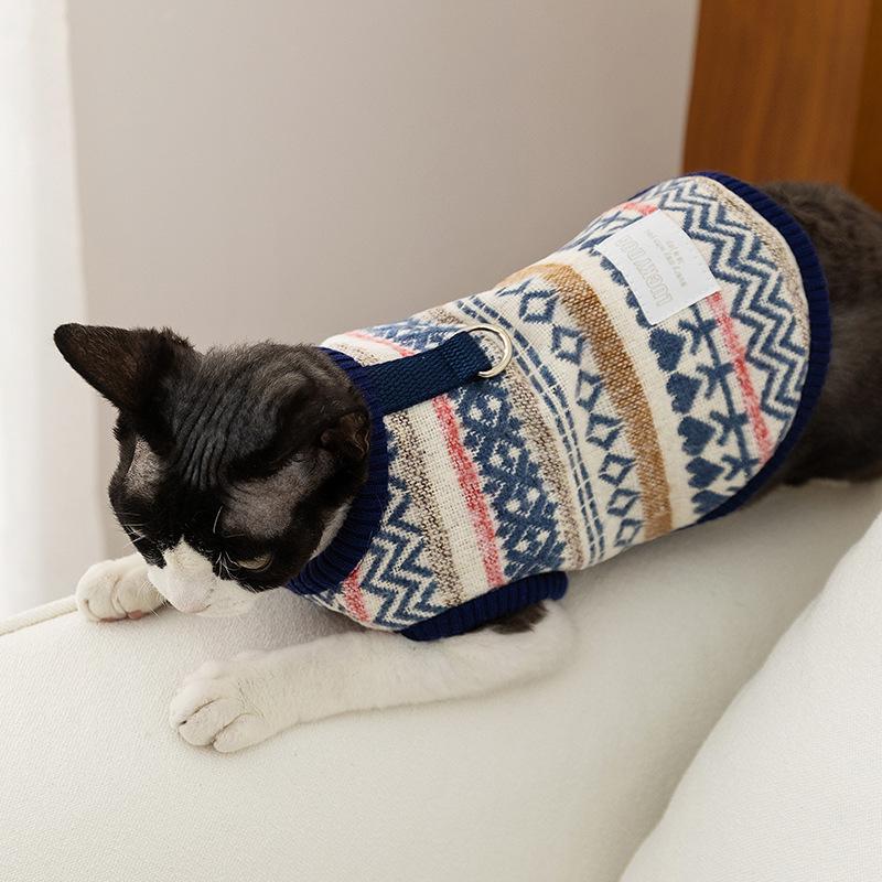Autumn and winter pet clothes traction vest cotton coat cat clothes German cat hairless