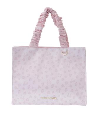 Maison De Fleur Ribbon Leopard Print Gathered Handle Square Tote Bag, Women's, Light Pink