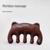 Green Sandalwood Cat Head Meridian Massage Comb - Five-Finger Round Design