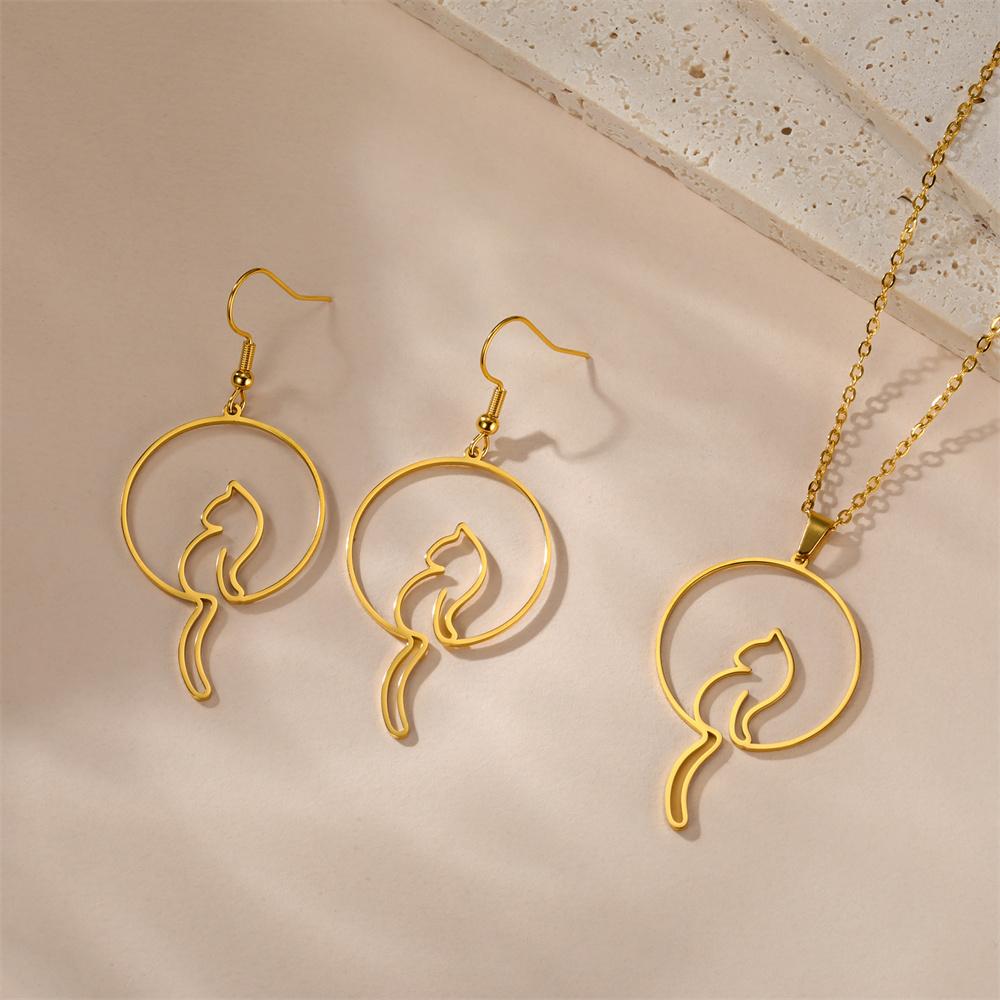 My Shape Lovely Cat Tail Drop Earrings for Women Cute Kitten Animal Dangle Earring Stainless Steel Fashion Jewelry Gifts
