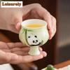 Handbemalte Panda Hochfuß-Teetasse Zen-Teeschale Teetassenset Teeprobe Meditationsbecher Jianzhan Meistertassen Teeservice Untertasse