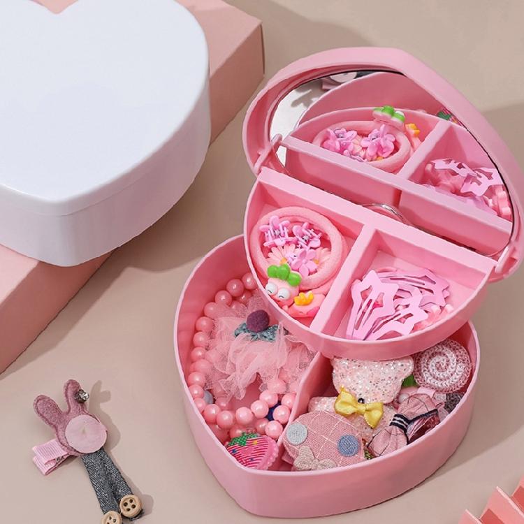 Make-up-Organizer mit Spiegel Herzform Schmuckschatulle Damen Mädchen Valentinstagsgeschenk