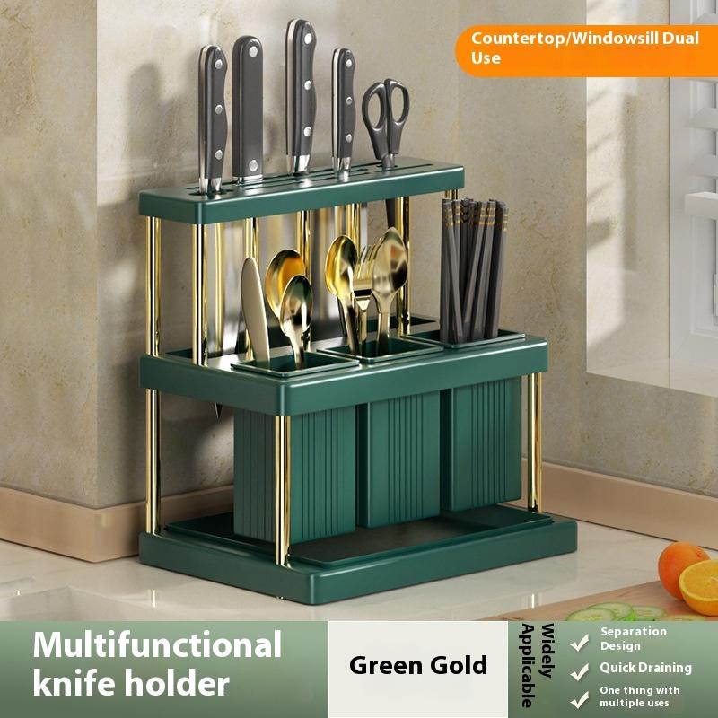 Kitchen Knife Holder Storage Rack, Chopsticks Tube Knife Holder Integrated Storage Box Restaurant Kitchen Knife Holder