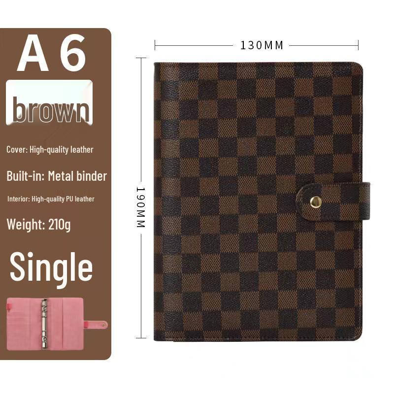 Authentic Cross Pattern A5 Notebook, Loose-Leaf A7 Checkered Planner, A6 Leather Notebook with Horizontal Ruled Pages