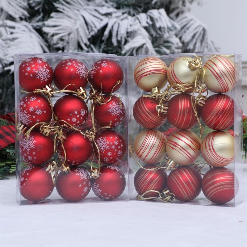 Plastic Christmas Tree Decorations Accessories Colorful Handcrafted Spherical Orbs in Gift Box for Festival Event