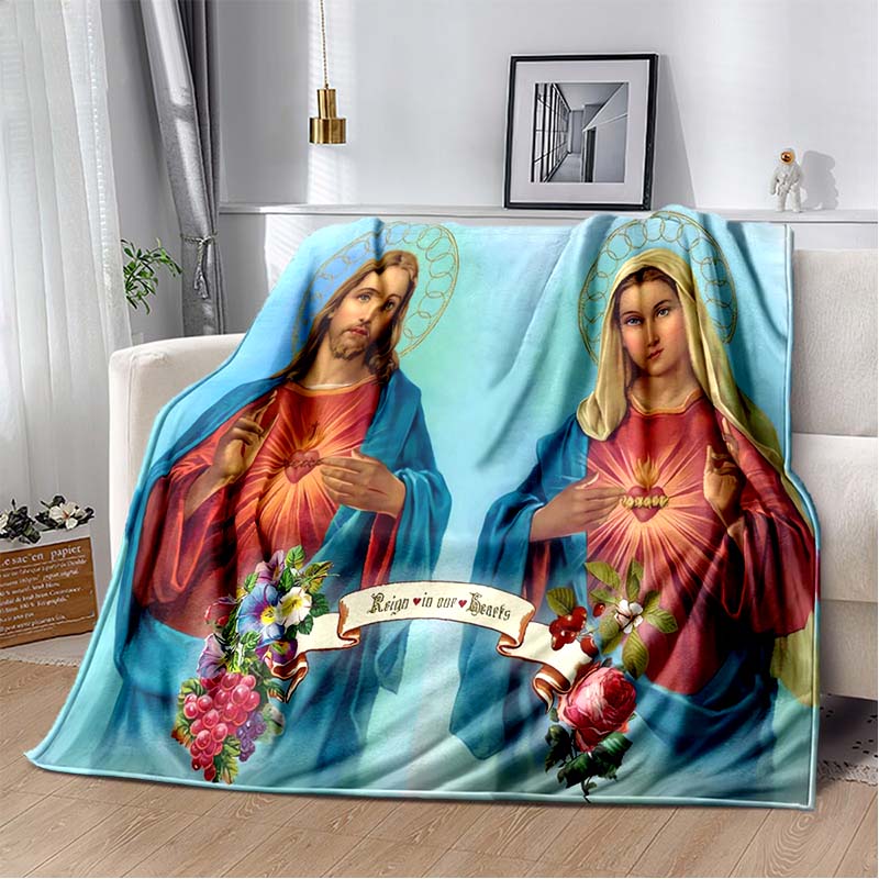 1 PC 3D printed flannel blanket (Our Lady of Guadalupe pattern) home blanket birthday gift. Customizable.