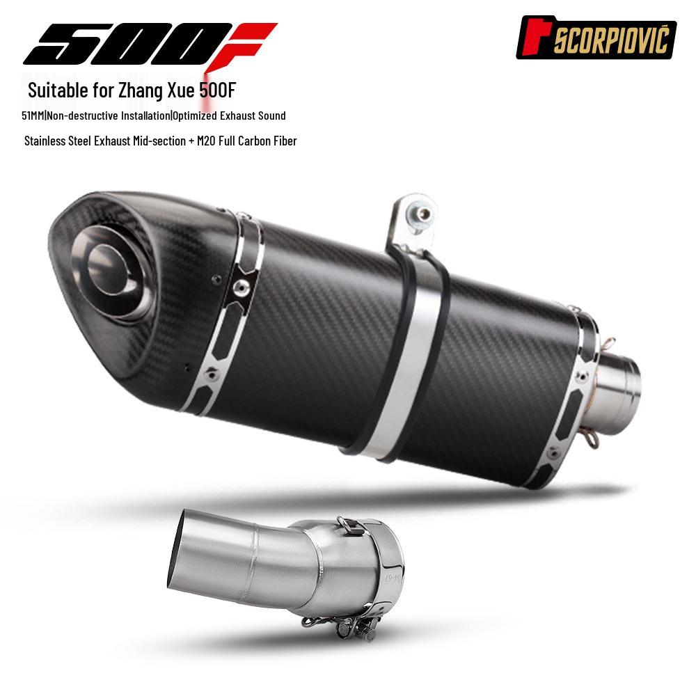 Motorcycle Exhaust Muffler Kit: Zhang Xue 500F Mid-Section To Tail Yoshimura Scorpion