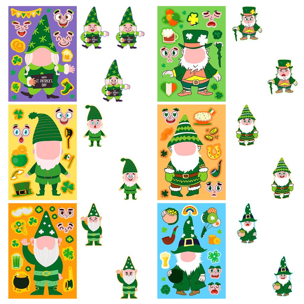 6 Pictures/pack of New High-value DIY St. Patrick's Day Stickers