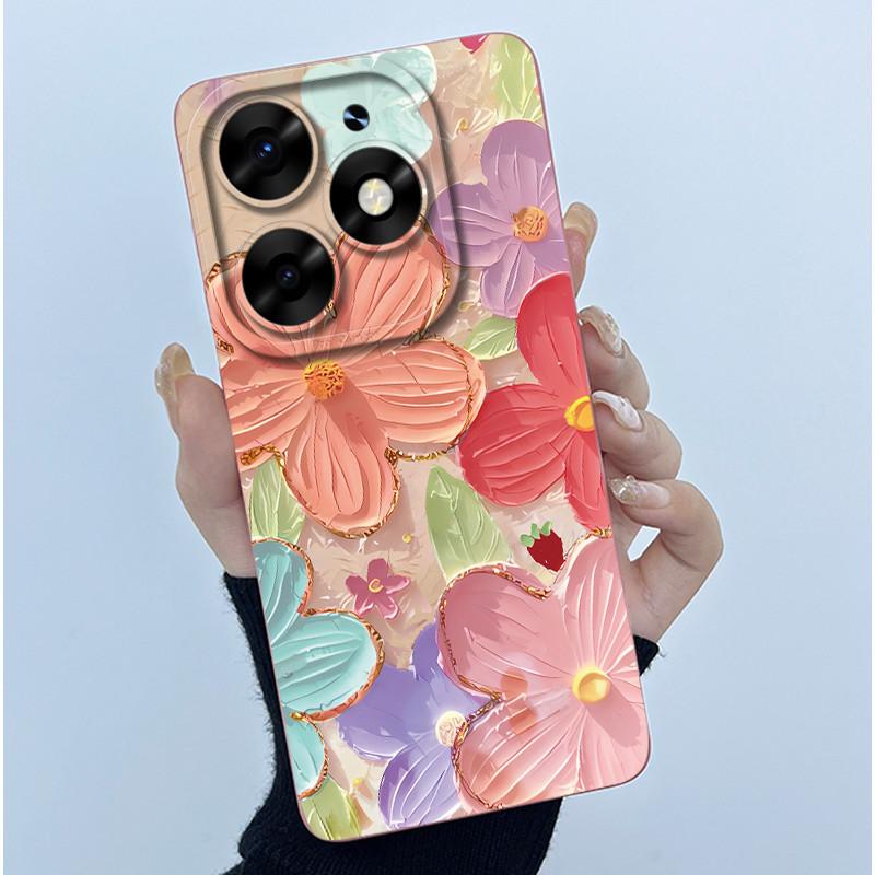 For itel S23 Plus Phone Case S681LN Cover Fashion Simplicity Oil Painting Floral Soft Liquid Silicone Shell For itel S23+ Fundas
