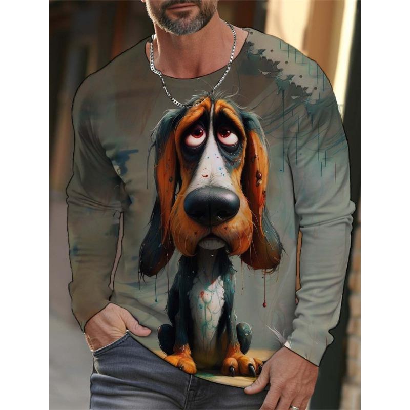 Fashion Animal Tiger Wolf Pattern 3D Printed Men's T-shirt Autumn New Men's Long Sleeves T-Shirt Casual Oversized Pullover  Tops