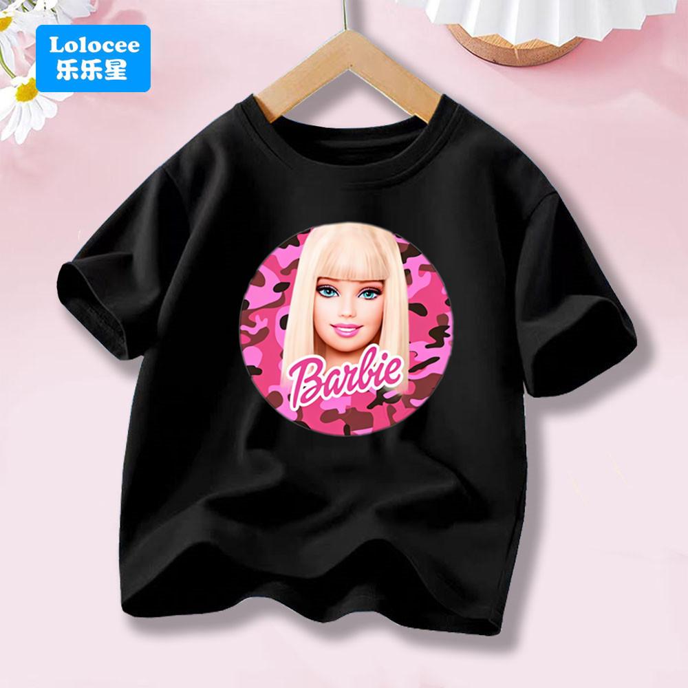 Cartoon T-shirt Girl's Letter Top Round Neck Short Sleeve Printed Summer Clothing Anime Children's T-shirt