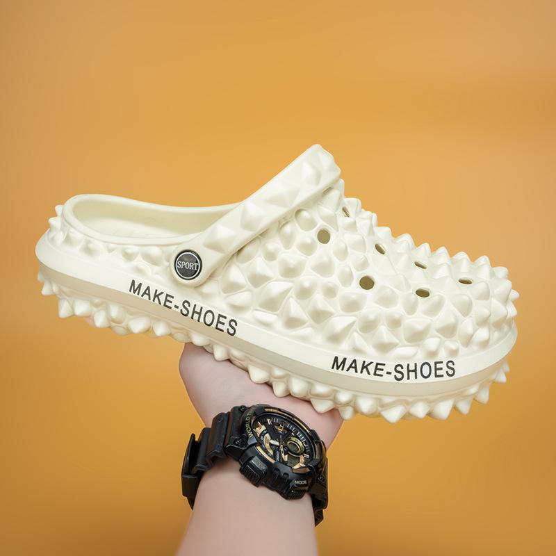 Durian Hole Shoes Men'S Thick-Soled Beach Sandals Solid Color Outdoor Non-Slip Casual Bag Head Slippers Men