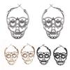 1pair Retro Black Hollow Out Carved  Skull Stud Earrings, Holiday Couple Gift
