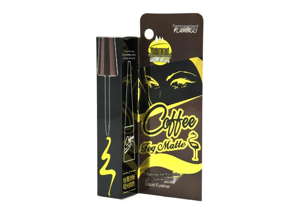 Flamingo Seiden-Nebel Kaffeebrauner Eyeliner - Einfach aufzutragen, Geschmeidig, Kein Verschmieren, für Schüler & Anfänger.